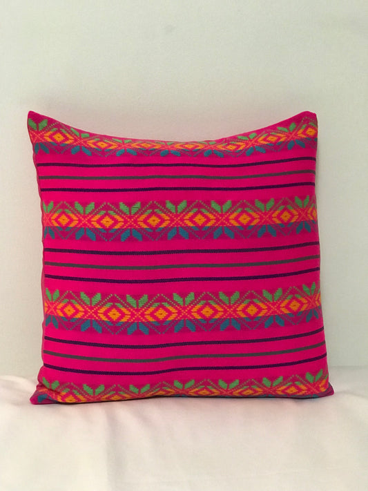 Mexican Pink Pillow Cover 16x16, Mexican Home Decor