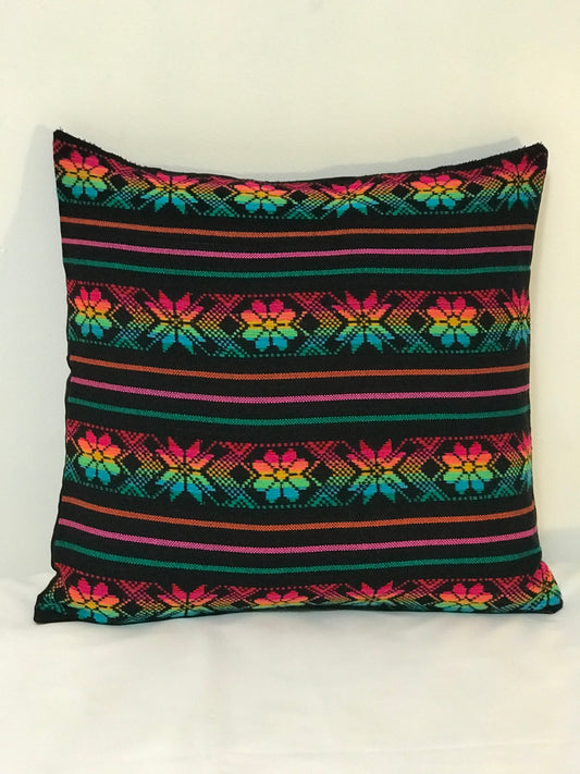 Mexican Black Pillow Cover 16x16, Mexican Home Decor