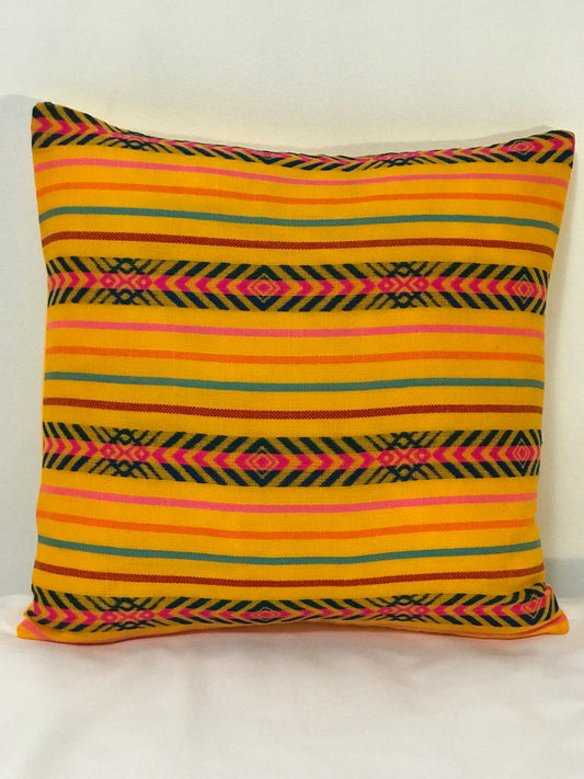 Mexican Yellow Pillow Cover 16x16, Mexican Home Decor