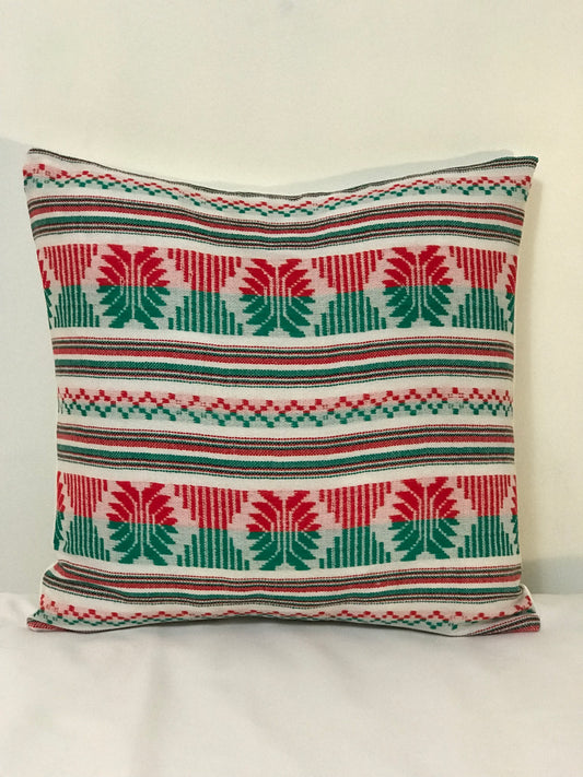 Mexican Red and Green Pillow Cover 16x16,  Mexican Home Decor