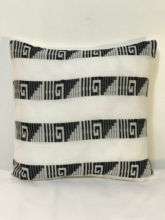 Mexican White and Black Pillow Cover 16x16,  Mexican Home Decor