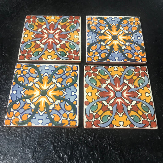 Set of 4 Mexican Coaster/ Mexican Coaster Set/ Rustic Boho Coaster