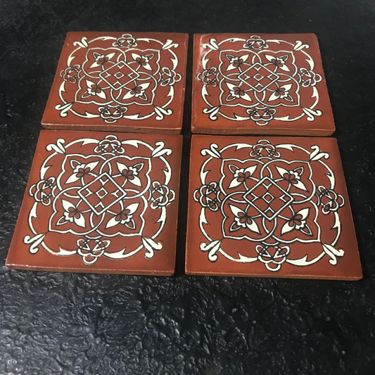 Set of 4 Mexican Coaster, Mexican Coaster Set, Rustic Boho Coaster