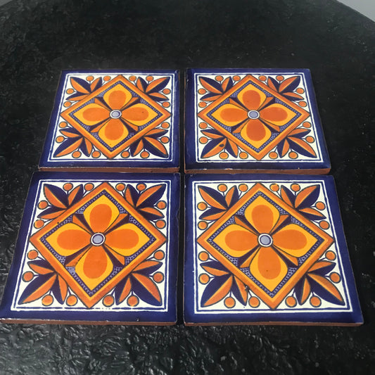 Set of 4 Mexican Coaster, Mexican Coaster Set, Rustic Boho Coaster