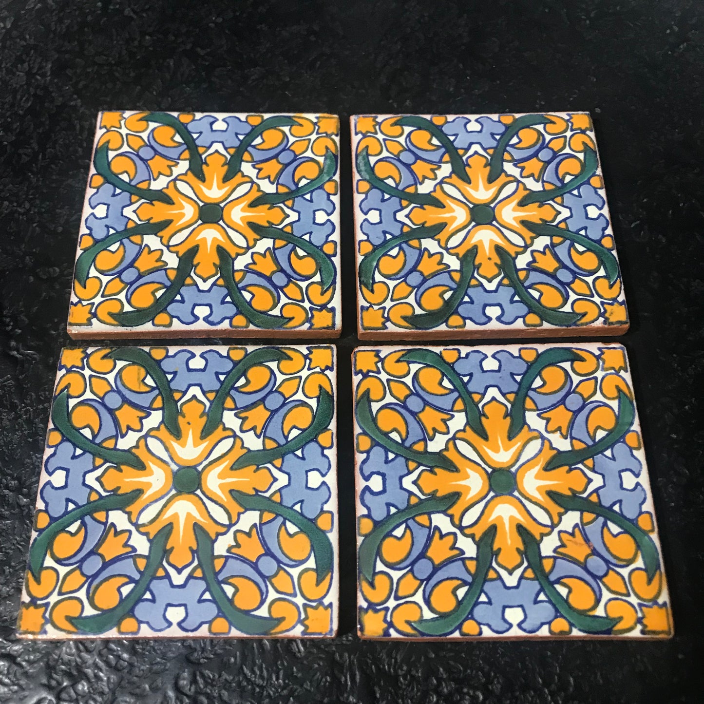 Set of 4 Mexican Coaster/ Mexican Coaster Set/ Rustic Boho Coaster/ Ready to Ship