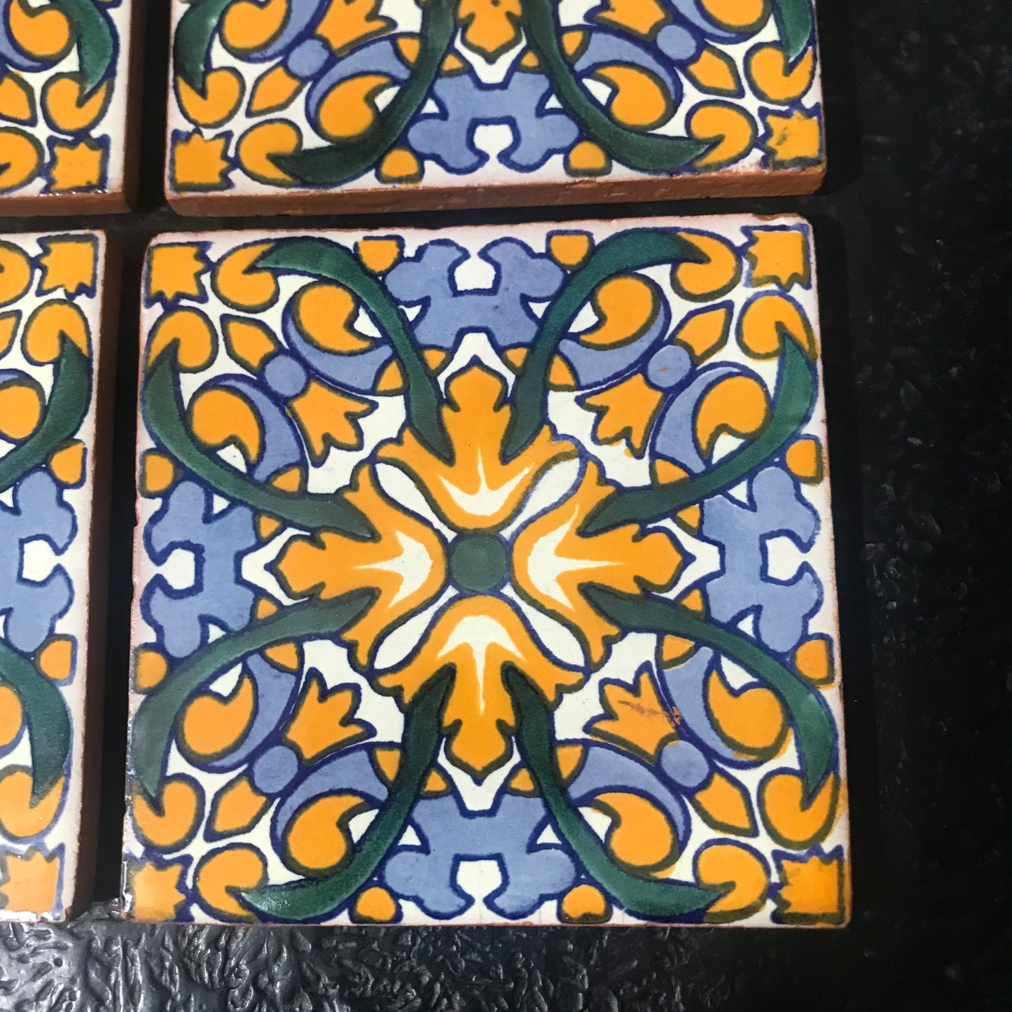 Set of 4 Mexican Coaster/ Mexican Coaster Set/ Rustic Boho Coaster/ Ready to Ship