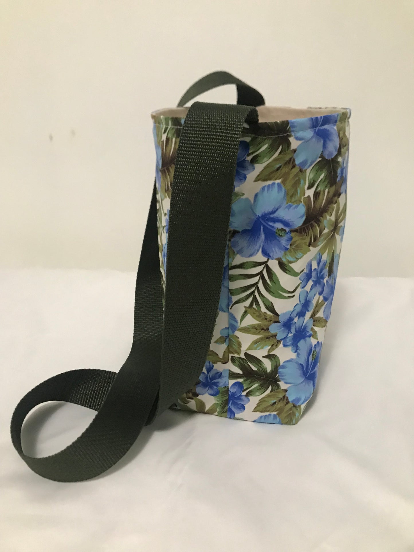 Hawaiian Blue Flowers Crossbody Tote Bag, Tropical Bag, Tote Bag