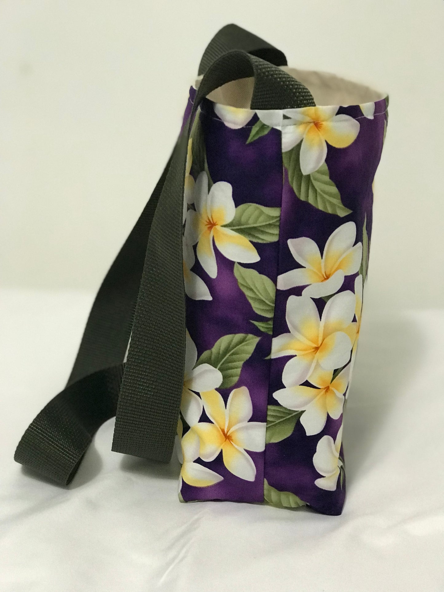 Hawaiian Purple Flowers Crossbody Tote Bag, Tropical Bag, Tote Bag